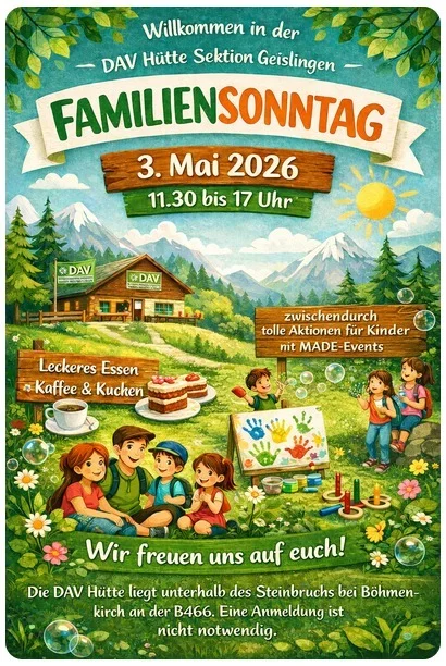 Geislinger Hütte Plakat Familiensonntag | © DAV Sektion Geislingen Seige