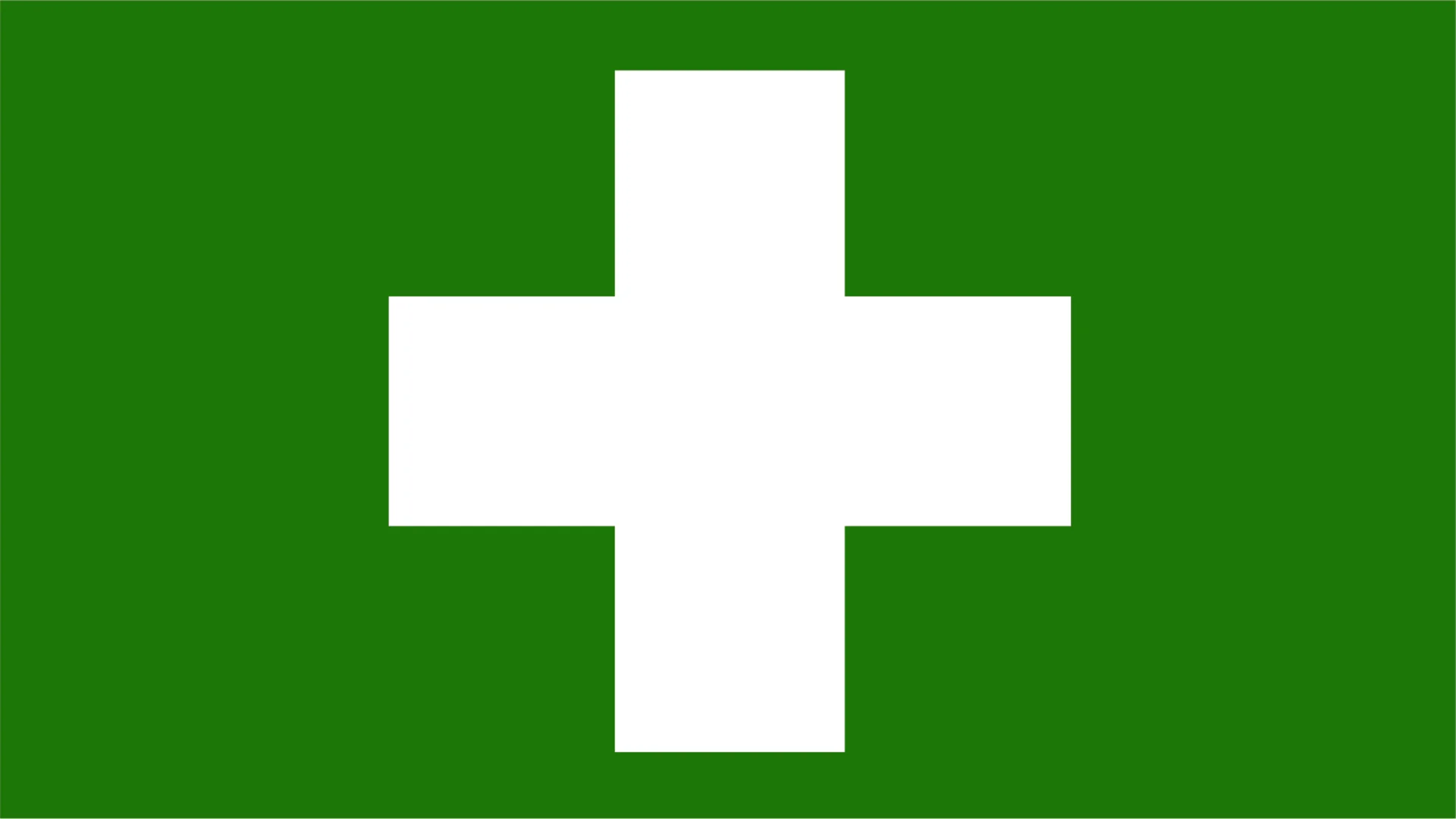 Erste Hilfe | © HIJM Weißes Kreuz auf grünem Grund als Symbol für Erste Hilfe | © HIJM