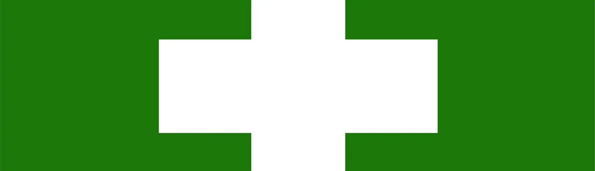 Weißes Kreuz auf grünem Grund als Symbol für Erste Hilfe | © HIJM